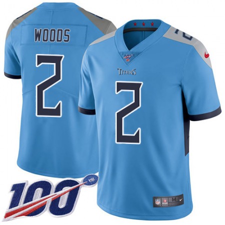 Nike Titans #2 Robert Woods Light Blue Alternate Youth Stitched NFL 100th Season Vapor Limited Jersey