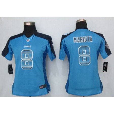 Nike Titans #8 Marcus Mariota Light Blue Alternate Women's Stitched NFL Elite Strobe Jersey