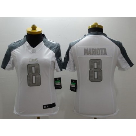 Nike Titans #8 Marcus Mariota White Women's Stitched NFL Limited Platinum Jersey