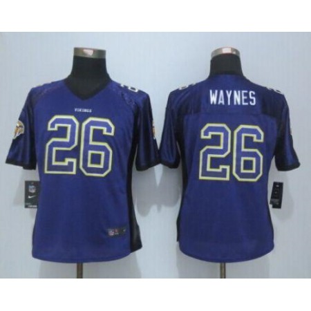 Nike Vikings #26 Trae Waynes Purple Team Color Women's Stitched NFL Elite Drift Fashion Jersey