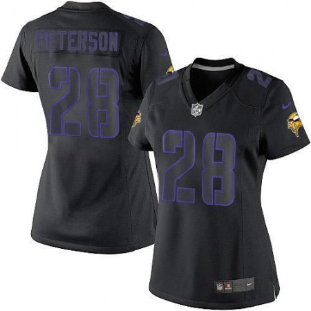 Nike Vikings #28 Adrian Peterson Black Impact Women's Stitched NFL Limited Jersey