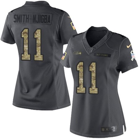 Nike Seahawks #11 Jaxon Smith-Njigba Black Women's Stitched NFL Limited 2016 Salute to Service Jersey