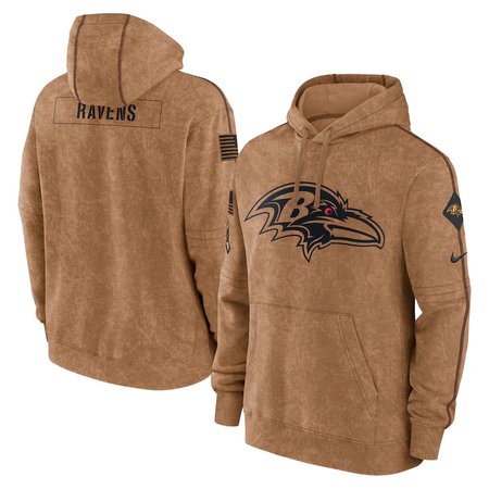 Nike Men's Brown Baltimore Ravens 2023 Salute To Service Club Pullover Hoodie